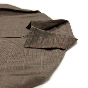 Popover shirt in brown check wool linen rayon