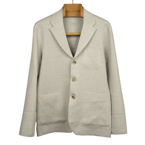 Molded jacket in cement grey linen and silk
