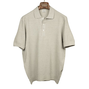 Molded Polo in cement grey mixed silk and linen