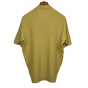 Molded polo in mustard yellow mixed linen and silk