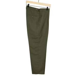 Side tab trousers in dark green wool mohair