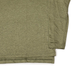 Long sleeve polo shirt in light olive linen jersey