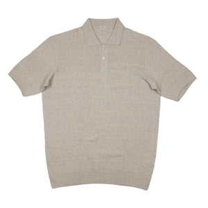 Molded polo in ivory silk and linen