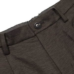 Pleated easy pants in espresso linen and rayon twill