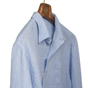 Popover shirt in light blue linen and rayon guaze