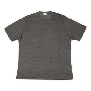 Short sleeve tee shirt in charcoal melange linen jersey
