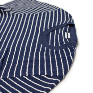Crewneck t-shirt in navy and white striped cotton