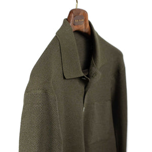 雰囲気◎ ~00's Japan製 Green Wool Half Coat Ikiji FW25 Molded knit polo in olive green silk and wool mix