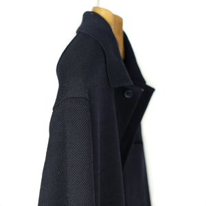Work jacket in navy wool and cotton pique (restock)