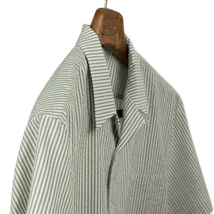 Cabana shirt in olive and white cotton seersucker