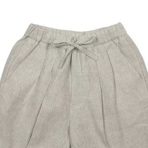 Pleated drawstring pants in stone beige midweight linen (restock)