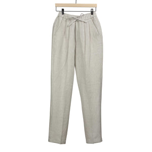 Pleated drawstring pants in stone beige midweight linen (restock)