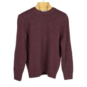 Crewneck sweater in burgundy donegal merino and cashmere