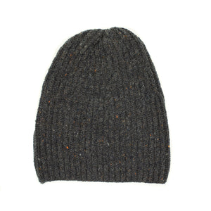 Carbone charcoal wool and cashmere donegal ribbed fisherman hat