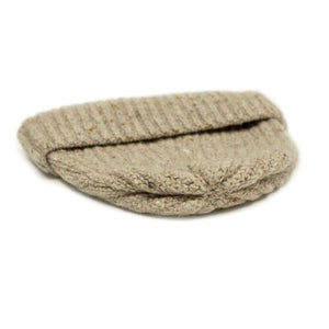 Antelope beige wool and cashmere donegal ribbed knit fisherman hat