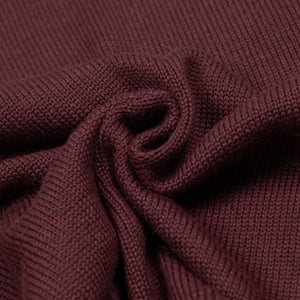 Long sleeve saddle shoulder polo in Bramble wine alpaca and silk