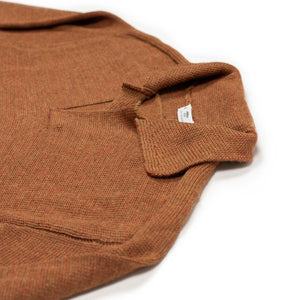 Long sleeve saddle shoulder polo in Rust Marl alpaca and silk