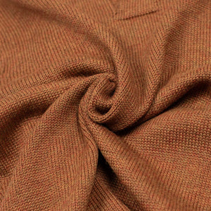 Long sleeve saddle shoulder polo in Rust Marl alpaca and silk