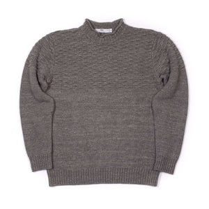Inis Meain FW25 Seafoam stitch gansey sweater in taupe melange