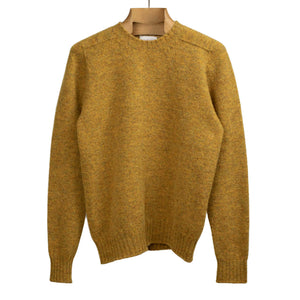 Shetland wool crewneck sweater, Ochre melange (restock)