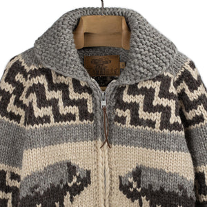 Kanata FW25 Bison hand-knit Cowichan cardigan, 6-ply wool (restock