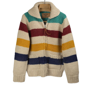 Kanata FW25 Cowichan cardigan in multicolor blanket stripes – No