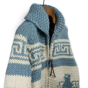 Kanata FW25 Eagle hand-knit Cowichan cardigan, country blue