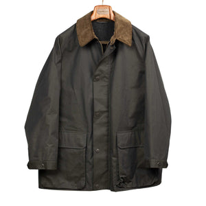 Country jacket in black water repellent cotton gabardine