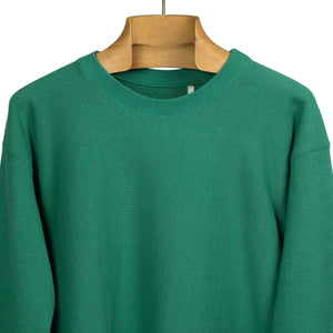 Crewneck sweatshirt in emerald green heavy reverse weave cotton