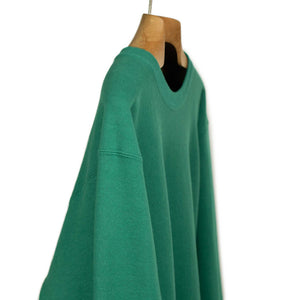Crewneck sweatshirt in emerald green heavy reverse weave cotton