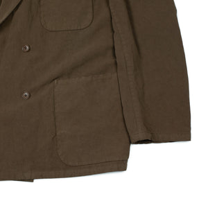Double-breasted jacket in cocoa brown cotton linen (separates)