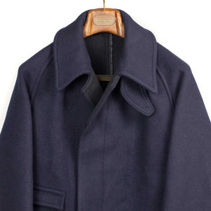 Traveller Coat in midnight navy reverse melton wool double cloth