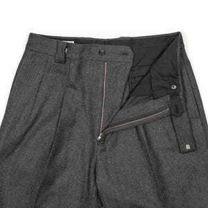 Two pleat wide trousers in grey superfine wool double cloth