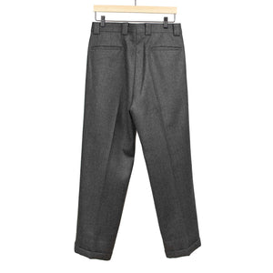 Two pleat wide trousers in grey superfine wool double cloth