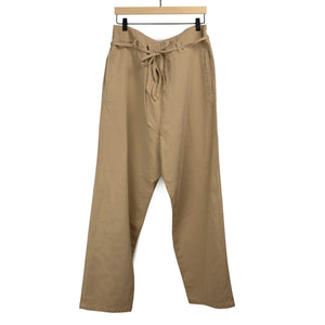 Traveller drawstring pants in garment dyed khaki cotton linen