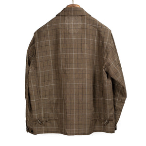 Kaptain Sunshine SS26 Fly Blouson in brown plaid linen and kid