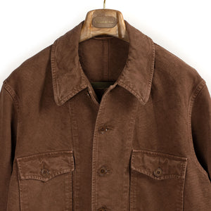 Kaptain Sunshine SS26 Hunt Jacket in brown garment dyed cotton