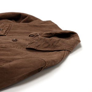 Kaptain Sunshine SS26 Hunt Jacket in brown garment dyed cotton
