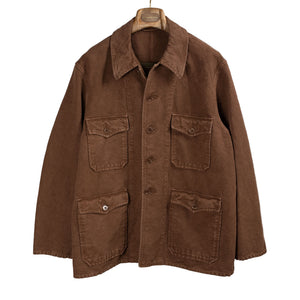 Kaptain Sunshine SS26 Hunt Jacket in brown garment dyed cotton