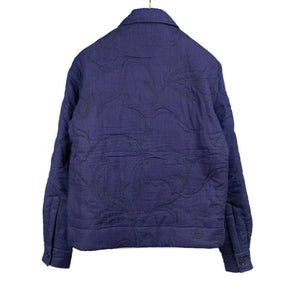 Bodhi quilted jacket in hand embroidered botanical indigo-dyed organic cotton