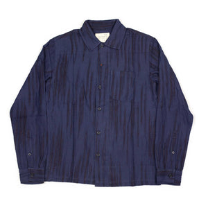 Gianni shirt in navy and indigo irregular braided cotton jacquard