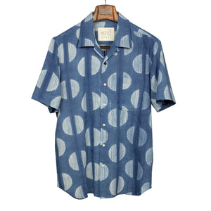 Lamar camp shirt in Shibori tie-dyed indigo cotton