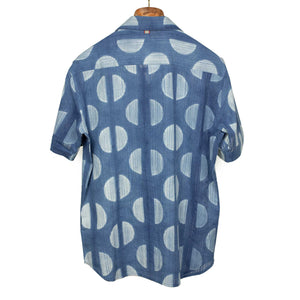 Lamar camp shirt in Shibori tie-dyed indigo cotton