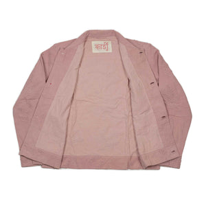 Hand-embroidered Bodhi jacket in pink cotton and hemp