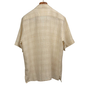 Pedro four pocket shirt in ecru tonal check hand-loomed khadi cotton