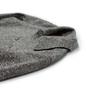 LEJ FW25 Winter Plage Coat in Japanese black and sand herringbone