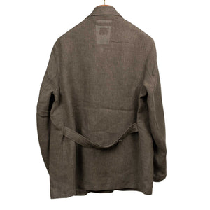 Cat Posh Plage Coat in washed brown basket weave linen