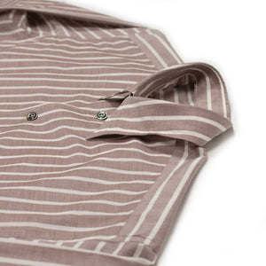 Come Up To The Studio shirt in fallow brown and white striped cotton voile