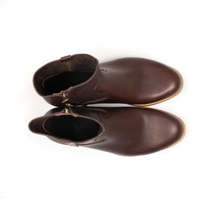 Camille side-zip boots in espresso brown Suportlo calf