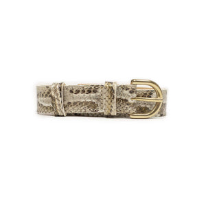 One-inch belt in dune python stamped calf